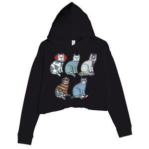 Horror Movie Cats Crop Fleece Hoodie