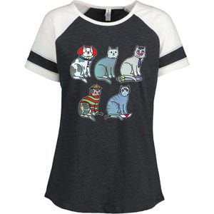 Horror Movie Cats Enza Ladies Jersey Colorblock Tee