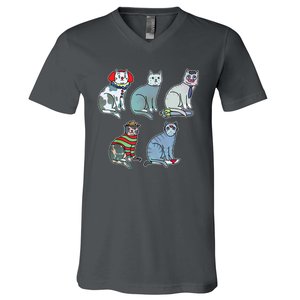 Horror Movie Cats V-Neck T-Shirt