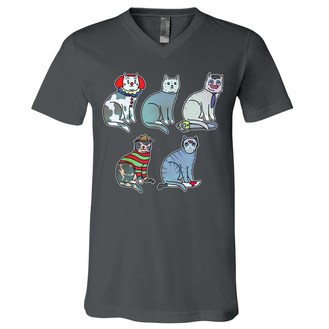 Horror Movie Cats V-Neck T-Shirt