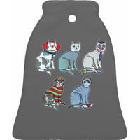 Horror Movie Cats Ceramic Bell Ornament