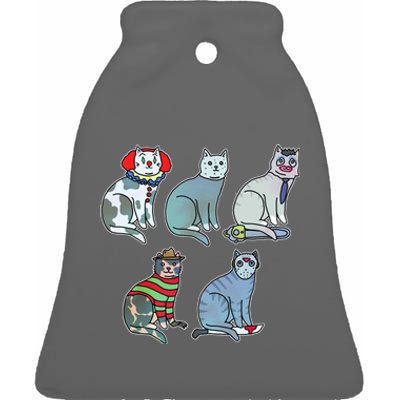 Horror Movie Cats Ceramic Bell Ornament