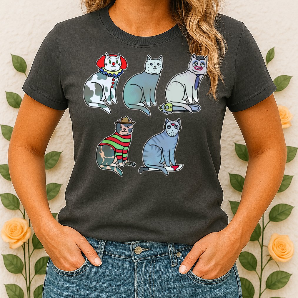 Horror Movie Cats Womens T-Shirt