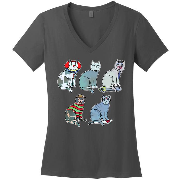 Horror Movie Cats Women's V-Neck T-Shirt