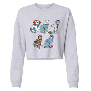 Horror Movie Cats Cropped Pullover Crew