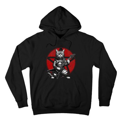 Heavy Metal Cats And Death Metal Music Metalhead Rock Guitar Hoodie