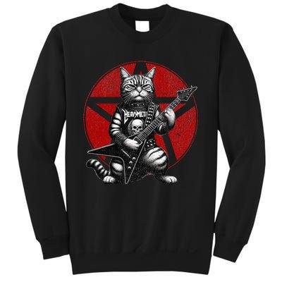 Heavy Metal Cats And Death Metal Music Metalhead Rock Guitar Sweatshirt