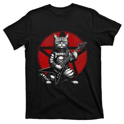 Heavy Metal Cats And Death Metal Music Metalhead Rock Guitar T-Shirt