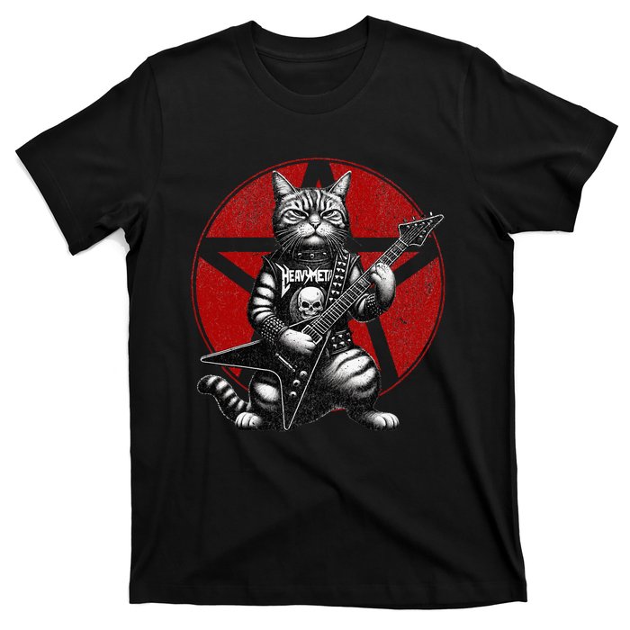 Heavy Metal Cats And Death Metal Music Metalhead Rock Guitar T-Shirt