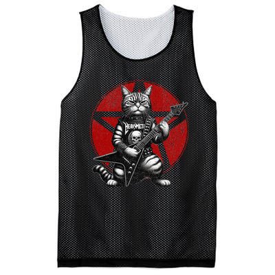 Heavy Metal Cats And Death Metal Music Metalhead Rock Guitar Mesh Reversible Basketball Jersey Tank