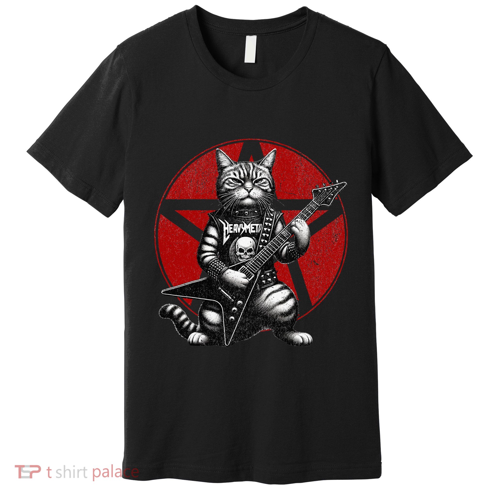 Heavy Metal Cats And Death Metal Music Metalhead Rock Guitar Premium T-Shirt