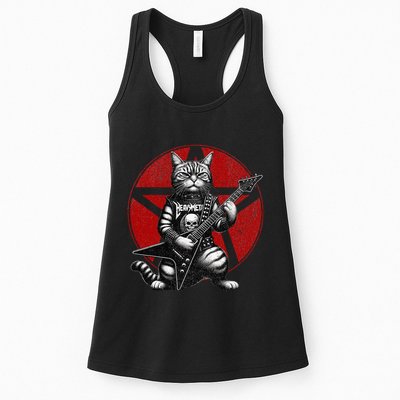 Heavy Metal Cats And Death Metal Music Metalhead Rock Guitar Womens Tank Top
