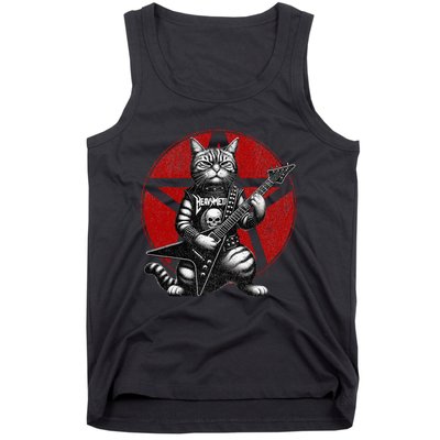 Heavy Metal Cats And Death Metal Music Metalhead Rock Guitar Tank Top