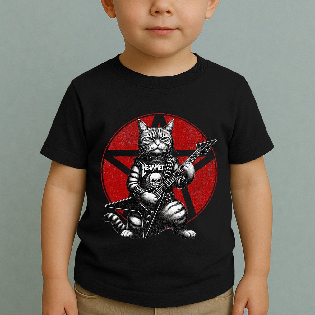 Heavy Metal Cats And Death Metal Music Metalhead Rock Guitar Toddler T-Shirt