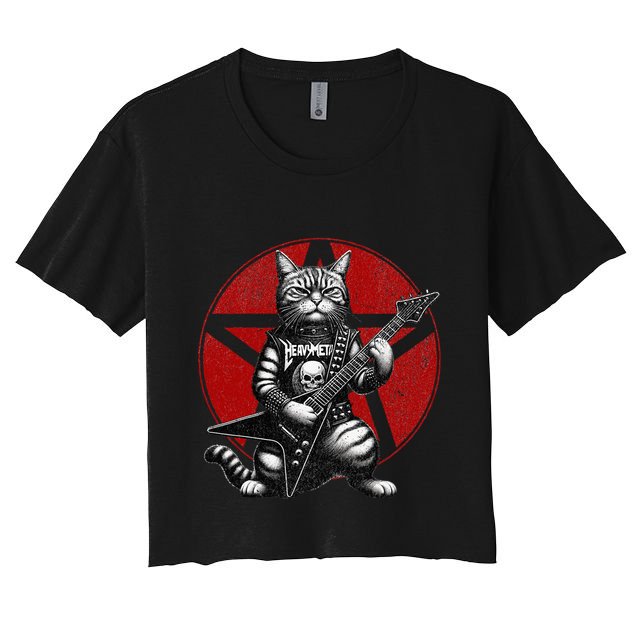 Heavy Metal Cats And Death Metal Music Metalhead Rock Guitar Crop Top