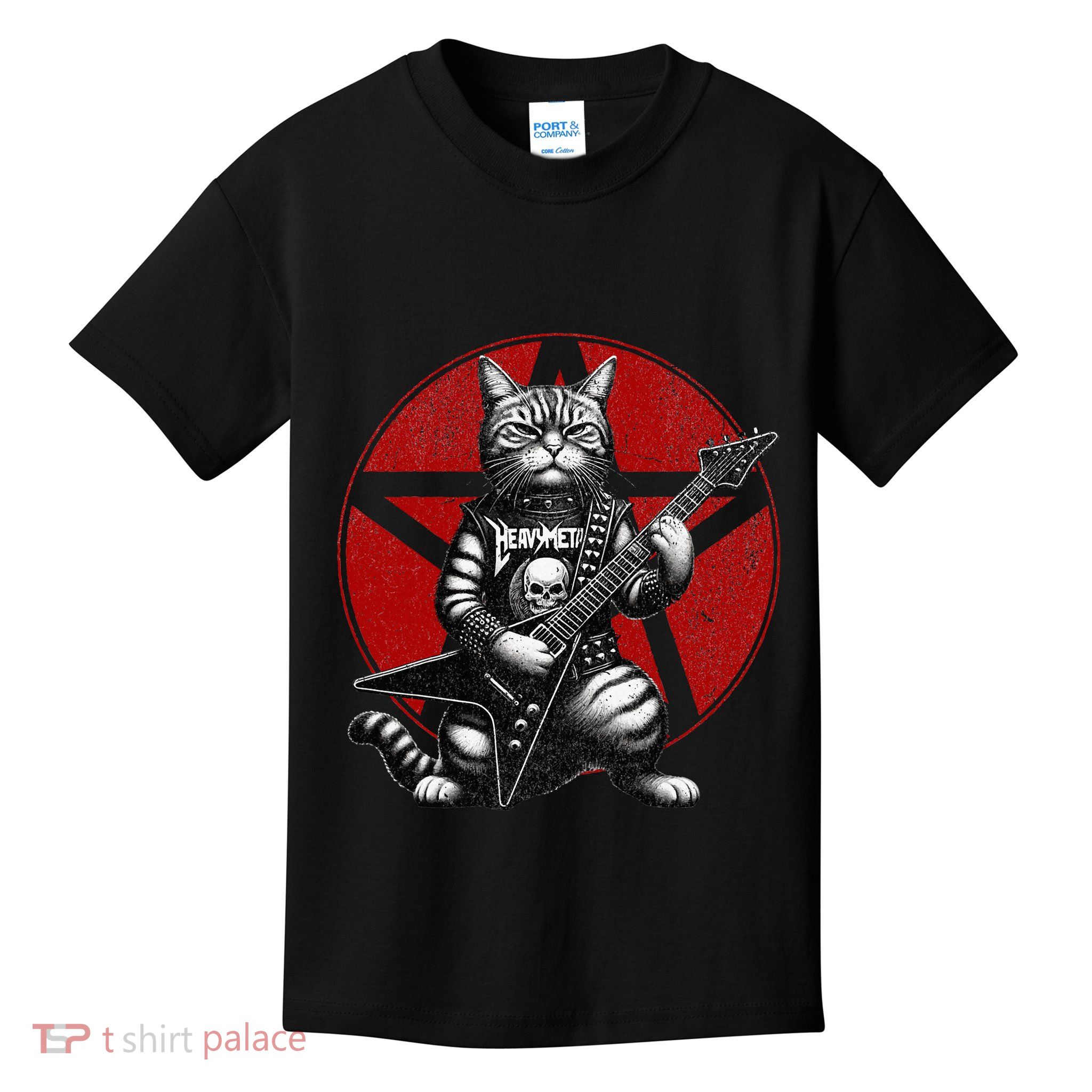 Heavy Metal Cats And Death Metal Music Metalhead Rock Guitar Kids T-Shirt