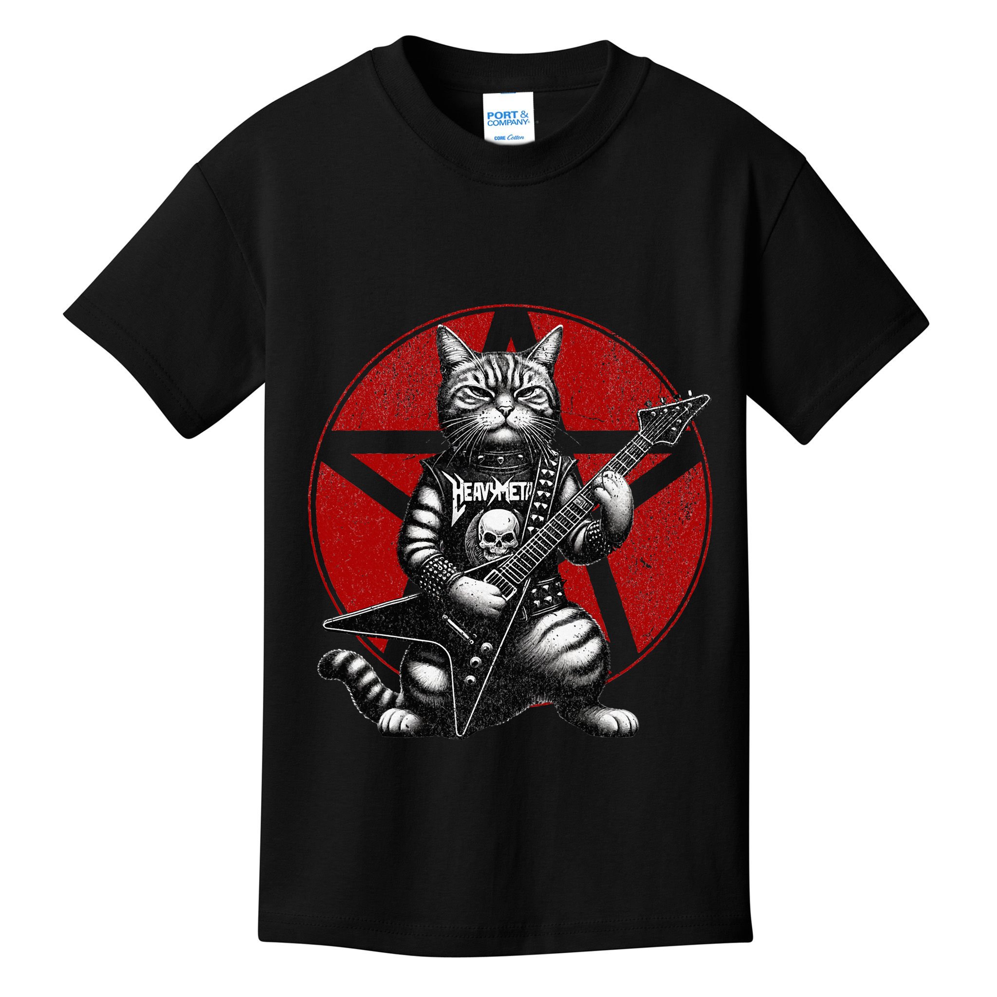 Heavy Metal Cats And Death Metal Music Metalhead Rock Guitar Kids T-Shirt