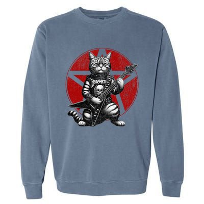 Heavy Metal Cats And Death Metal Music Metalhead Rock Guitar Garment-Dyed Sweatshirt