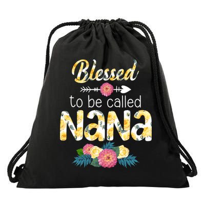 Happy MotherS Day Blessed To Be Called Nana Flower Women Drawstring Bag