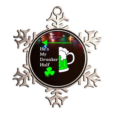 He's My Drunker Half Saint Patrick's Day Couples Cool Gift Metallic Star Ornament