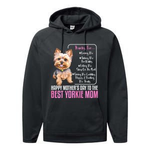 Happy MotherS Day To The Best Yorkie Mom Yorkie Dog Mommy Performance Fleece Hoodie