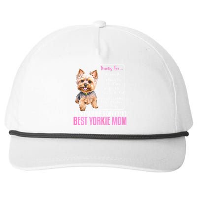 Happy MotherS Day To The Best Yorkie Mom Yorkie Dog Mommy Snapback Five-Panel Rope Hat