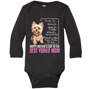 Happy MotherS Day To The Best Yorkie Mom Yorkie Dog Mommy Baby Long Sleeve Bodysuit