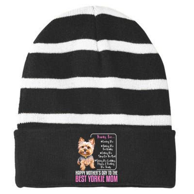 Happy MotherS Day To The Best Yorkie Mom Yorkie Dog Mommy Striped Beanie with Solid Band