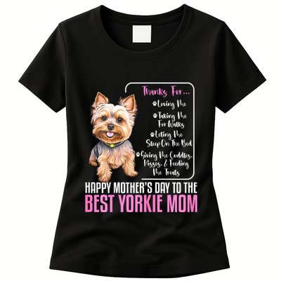 Happy MotherS Day To The Best Yorkie Mom Yorkie Dog Mommy Womens T-Shirt