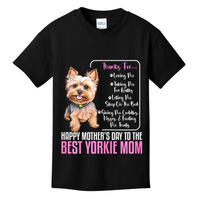 Happy MotherS Day To The Best Yorkie Mom Yorkie Dog Mommy Kids T-Shirt