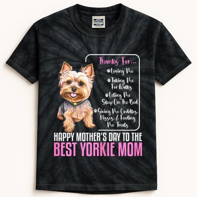Happy MotherS Day To The Best Yorkie Mom Yorkie Dog Mommy Kids Tie-Dye T-Shirt