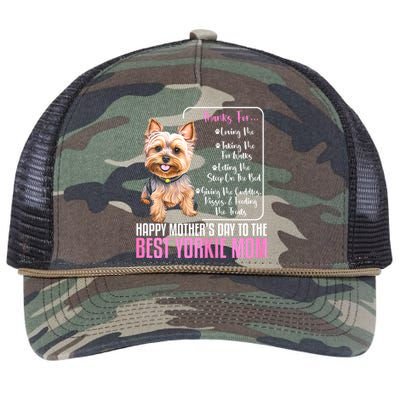 Happy MotherS Day To The Best Yorkie Mom Yorkie Dog Mommy Retro Rope Trucker Hat Cap