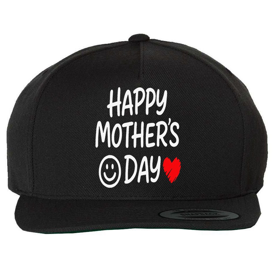 Happy Mothers Day For Baby Saying For Mom Wool Snapback Cap
