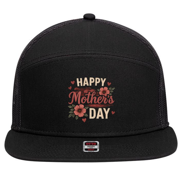 Happy Mother's Day 7 Panel Mesh Trucker Snapback Hat