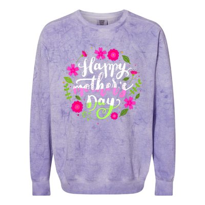 Happy Mother's Day Groovy Mothers Day Butterfly Mom Colorblast Crewneck Sweatshirt