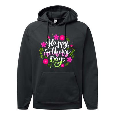 Happy Mother's Day Groovy Mothers Day Butterfly Mom Performance Fleece Hoodie