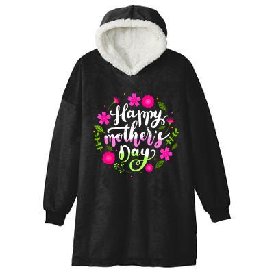 Happy Mother's Day Groovy Mothers Day Butterfly Mom Hooded Wearable Blanket