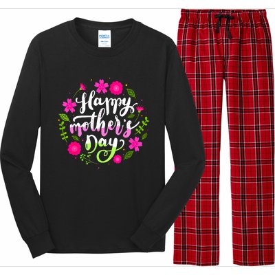 Happy Mother's Day Groovy Mothers Day Butterfly Mom Long Sleeve Pajama Set