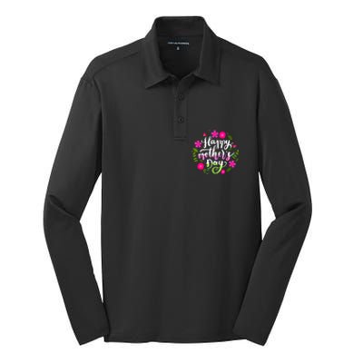 Happy Mother's Day Groovy Mothers Day Butterfly Mom Silk Touch Performance Long Sleeve Polo