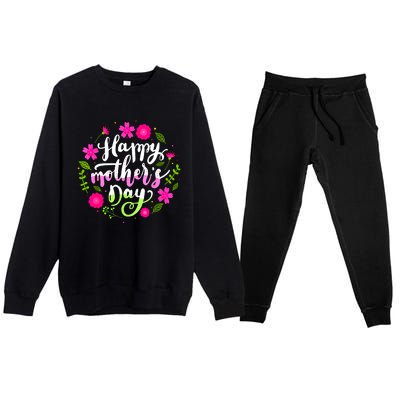 Happy Mother's Day Groovy Mothers Day Butterfly Mom Premium Crewneck Sweatsuit Set