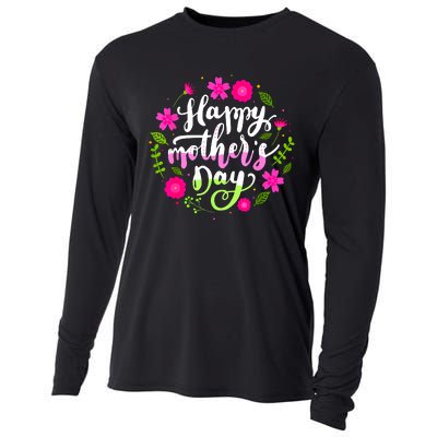 Happy Mother's Day Groovy Mothers Day Butterfly Mom Cooling Performance Long Sleeve Crew