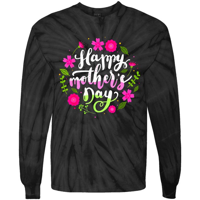 Happy Mother's Day Groovy Mothers Day Butterfly Mom Tie-Dye Long Sleeve Shirt