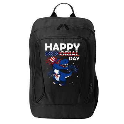 Happy Memorial Day Dinosaur American Flag Hat City Backpack