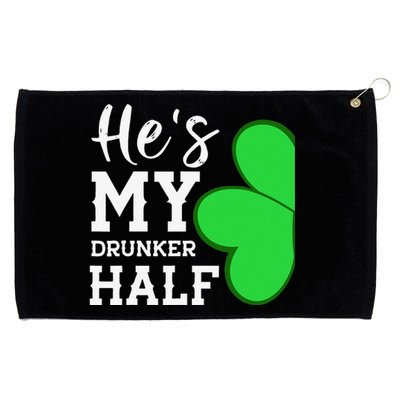 He's My Drunker Half Funny St Patricks Day Couple Shamrock Grommeted Golf Towel