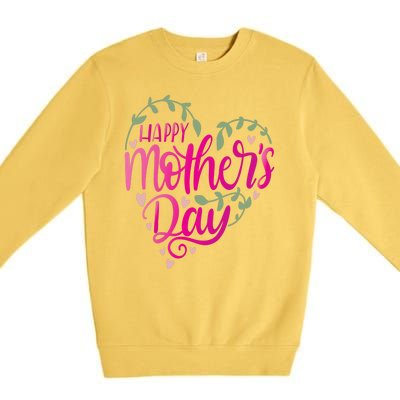 Happy Mother's Day Heart Flower Premium Crewneck Sweatshirt