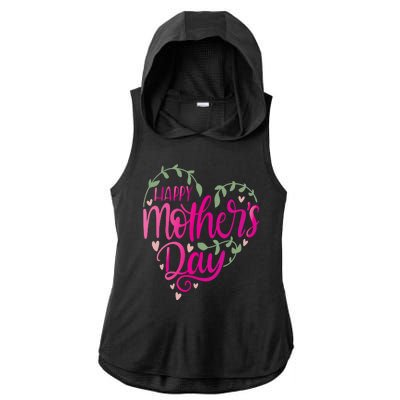 Happy Mother's Day Heart Flower Ladies PosiCharge Tri-Blend Wicking Draft Hoodie Tank