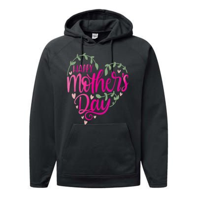 Happy Mother's Day Heart Flower Performance Fleece Hoodie