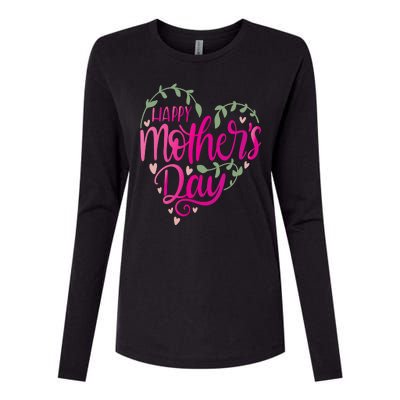 Happy Mother's Day Heart Flower Womens Cotton Relaxed Long Sleeve T-Shirt