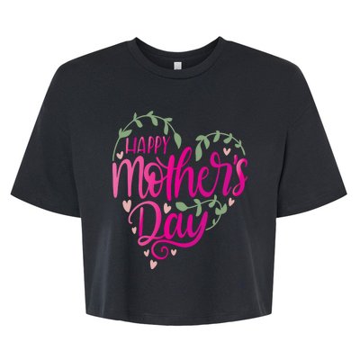 Happy Mother's Day Heart Flower Bella+Canvas Jersey Crop Tee