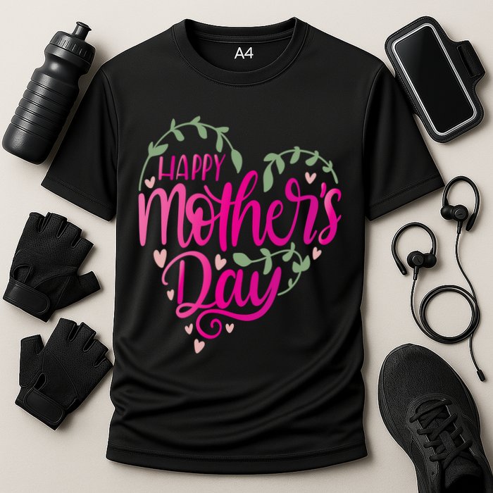 Happy Mother's Day Heart Flower Cooling Performance Crew T-Shirt